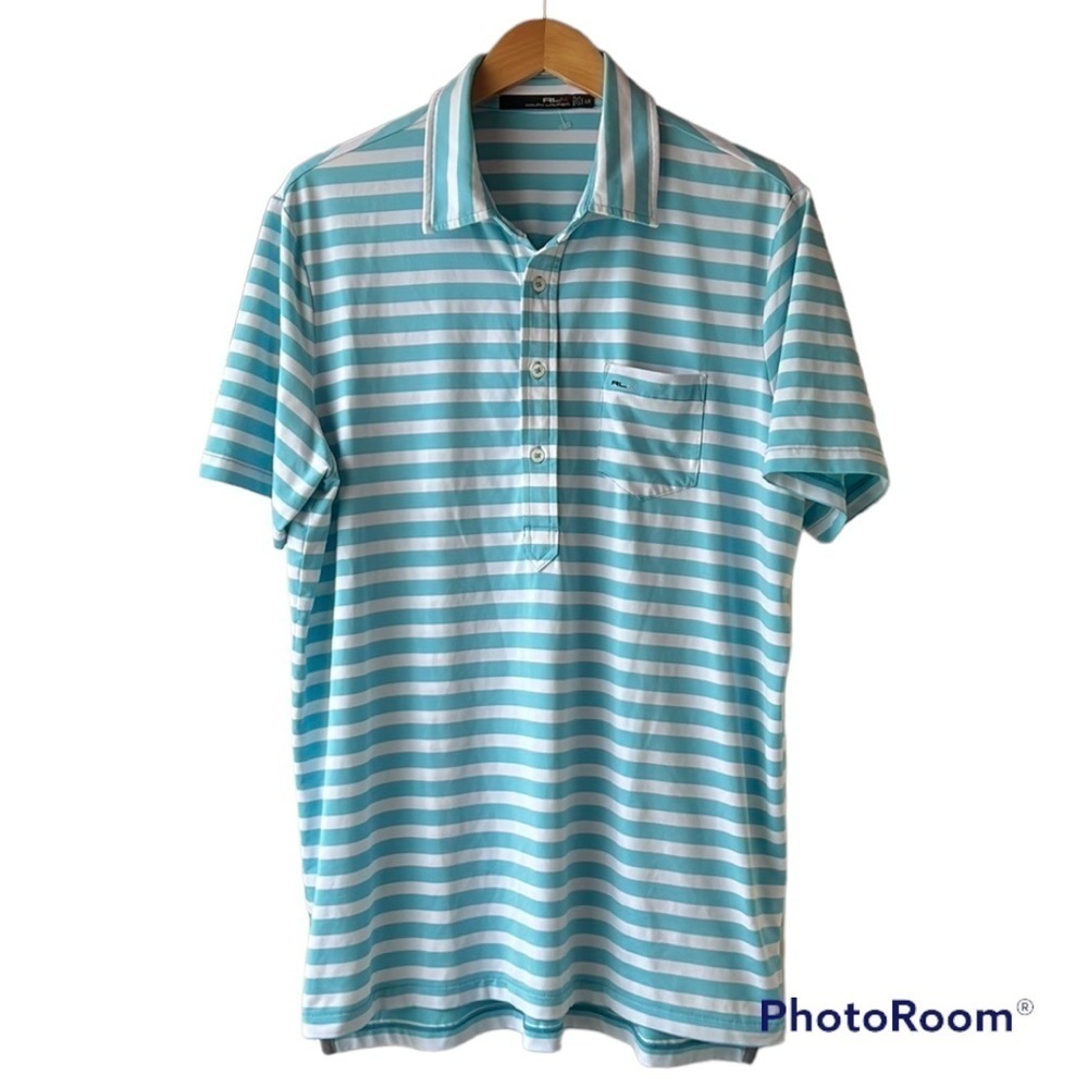 RALPH LAUREN Blue Striped Polo Shirt Size Large